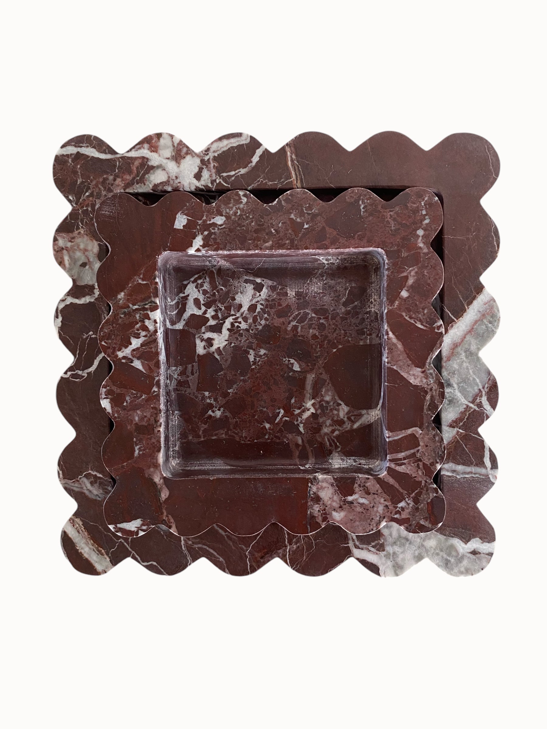 Versailles Scalloped Marble Tray Medium | Rosso Levanto
