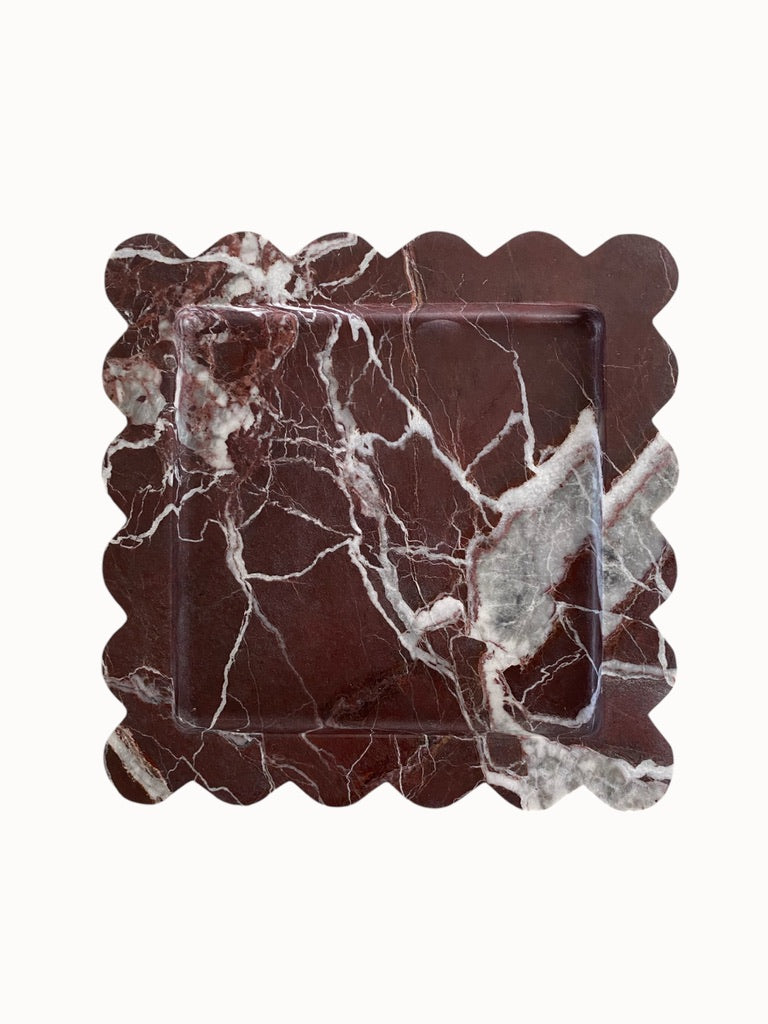 Versailles Scalloped Marble Tray Medium | Rosso Levanto