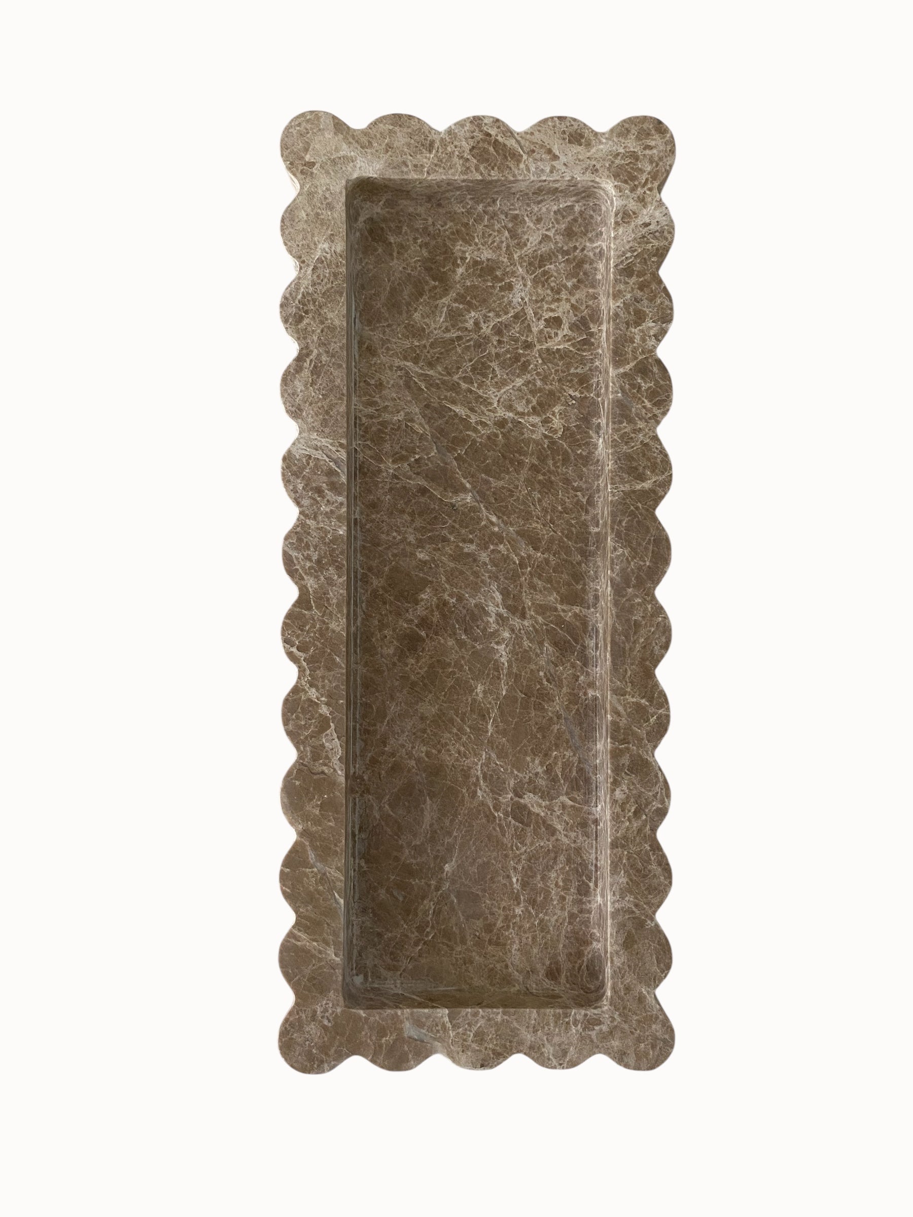 Chantilly Scalloped Tray Slender | Emperador Light